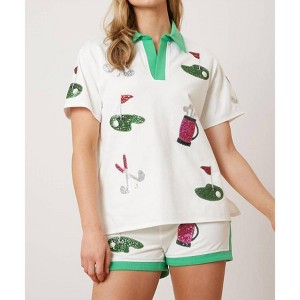 Women's Glitz on the Green Top Shirt - FANTASTIC FAWN - 1 of 3