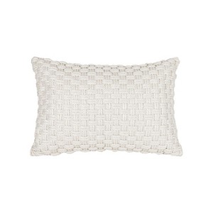 16x24 Knotted Filled Lumbar Pillow White by Foreside Home & Garden - 1 of 4
