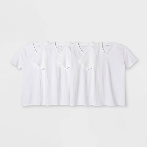 AD & AV Solid Men V Neck White T-Shirt