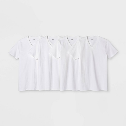 Men's 4pk V-Neck T-Shirt - Goodfellow & Co™ White XXL