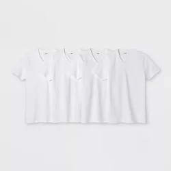 Men's 4pk V-Neck T-Shirt - Goodfellow & Co™ White L