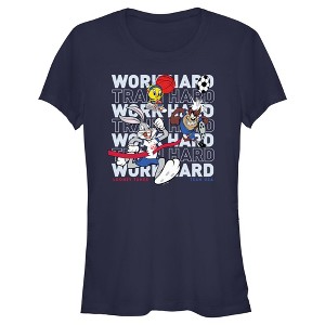 Junior's Team USA X Looney Tunes Work Hard Crew T-Shirt - 1 of 4