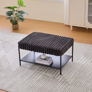 Kumasinova 30.7"W 2-Tier Fluffy Faux Fur Coffee Table Ottoman Bench for Living Room,Elegant Accent Bench with Pine Wood Shelf,275lbs Max - 1 of 4