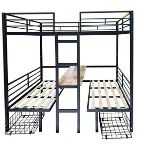 NicBex Full Size Bunk Bed with Table Set and Guardrails,Twin Loft Bed with Ladder and Converts to Full Over Full Bunk,Bunk Beds for Bedroom - 1 of 4