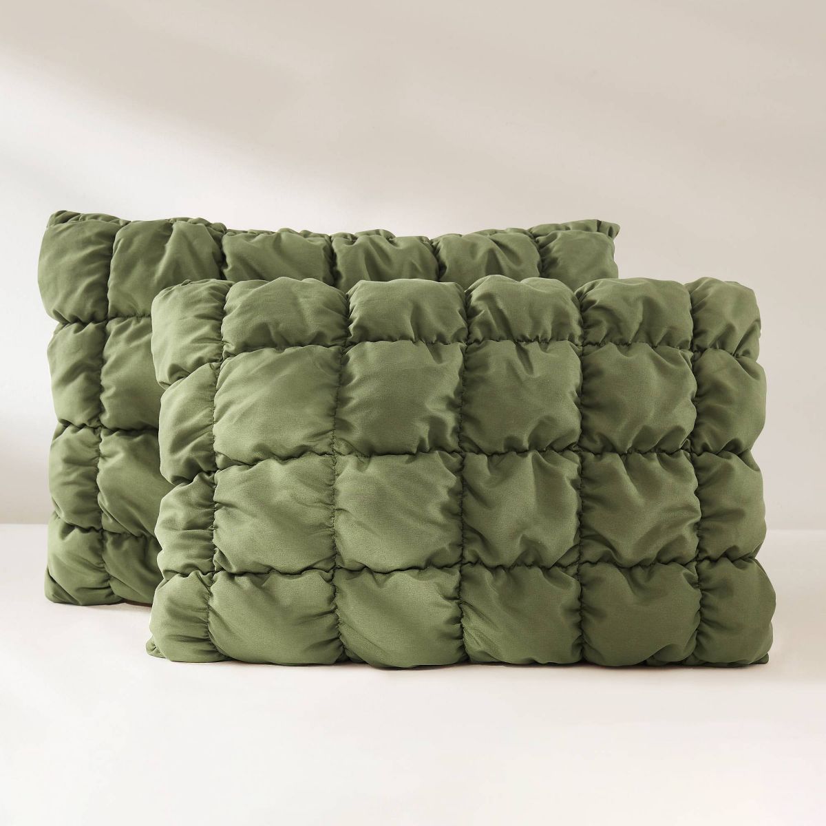 Lush Decor Full/Queen Puff Bed Blankets Green 3pc set - thumbnail 7