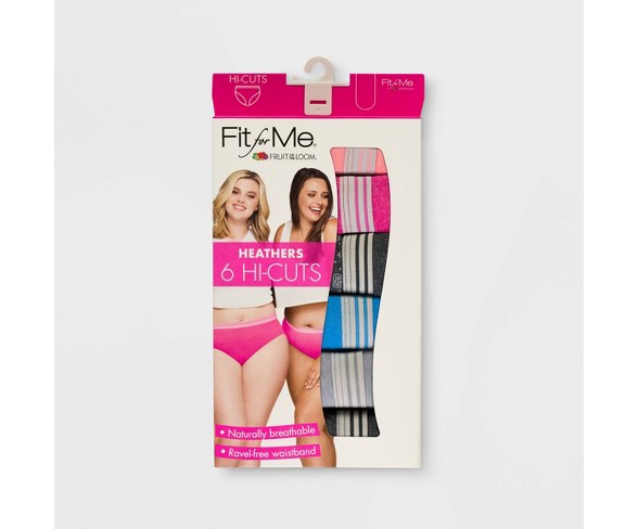 Fit for Me by Fruit of the Loom Girls Plus 6pk Heathered Cotton High Cut Briefs - Color May Vary 9
