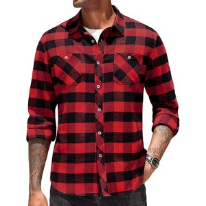 COOFANDY Flannel Plaid Shirts Long Sleeve Button Down Shirt - 1 of 4