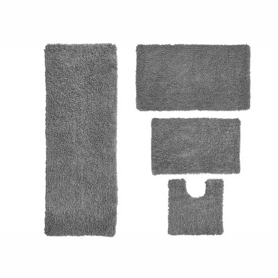 Fantasia Bath Rug Collection Cotton Shaggy Pattern Tufted Set of 4 Bath Rug Set - Home Weavers