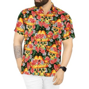 LA LEELA Men's Halloween Costumes Hawaiian Short Sleeve Button Down Shirt Mens Shirt Casual Vacation Summer Caribbean Shirts for Men - 1 of 4