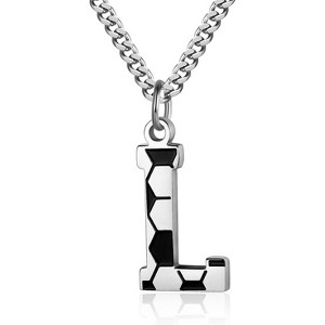 Initial A-Z Letter Soccer Necklace for Men - Charm Pendant with Stainless Steel Silver Chain 22inch - Personalized Gift - 1 of 4