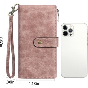 Hachikiko Womens Large Capacity RFID Wallet - PU Leather Bifold Wristlet Clutch with Double Zipper Pocket, 5 ID Windows - 1 of 4