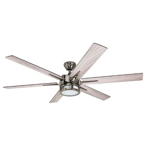 Honeywell Ceiling Fans Kaliza Modern 56 Inch Ceiling Fan with Light, LED Fan with Remote Control, Indoor Fan, 6 Contemporary Blades, Matte Nickel - 1 of 4