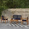 Outsunny 4 Piece Wood Outdoor Furniture Set with Cushions, Patio Sofa Set with Slatted Wood Top Table for Backyard Lawn Porch, Blue - 3 of 4
