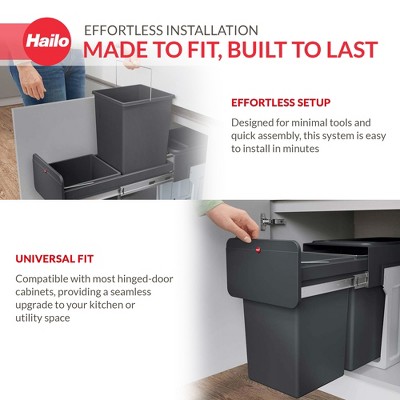 Black Plastic Pull-Out Dual Bin Waste Separation System