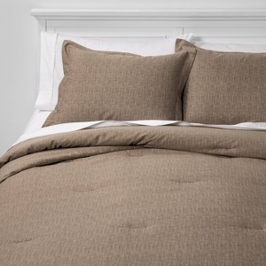 Twin Extra Long Family Friendly Solid Comforter & Pillow Sham Set Taupe - Threshold , Size: Twin/Twin Extra Long, Brown