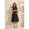 Summer Maternity Dress Ruffle Tiered Dress Smocked Shirred Midi Dress with Mini Cap Sleeve Round Neck Flowy Dress for Baby Shower Photography - 3 of 4