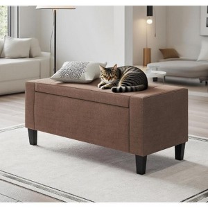 PAGED Storage Bench Button Tufted Entryway Bench Versatile Foot Stool with Pressure Hinges for Entryway, Bedroom - 1 of 4