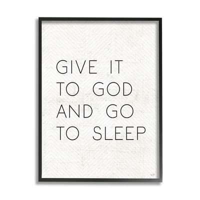 Stupell Industries Give it to God and Sleep Faith Based Bedroom Quote Black Framed Giclee, 11 x 14