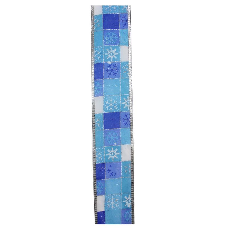 Northlight Pack of 12 Blue and Silver Snowflake Wired Christmas Craft Ribbons - 2.5" x 120 Yards, 2 of 4