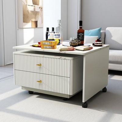 Extendable Swivel-Top Square Coffee Table