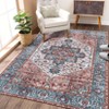Washable Rugs 8x10 Area Rugs for Living Room,Ultra Soft Faux Wool Retro Rugs for Bedroom,Dining Room,Non Slip&Non-Shedding Low Pile Vintage Print Rug - 2 of 4