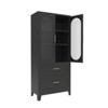 GlasFlength Decorative Storage Cabinets, 2 Doors 2 Drawers, Black, 31.5"*15.75"*71" - 3 of 4
