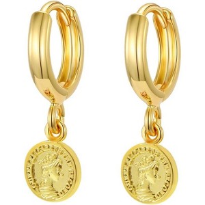 Gold Huggie Small Hoop Earrings with Charm Personalized /Star/Cross/Lock/Key 18k Gold Plated Crystal Drop Dangle Earrings for Women - 1 of 4