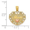 Black Bow Jewelry 14k Two Tone Gold Mom Scroll Heart Pendant, 18mm - 4 of 4