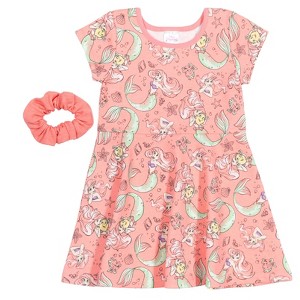 Disney Princess Frozen Minnie Mouse Moana Mulan The Little Mermaid Cinderella Skater Dress  Scrunchie Toddler to Big Kid - 1 of 4