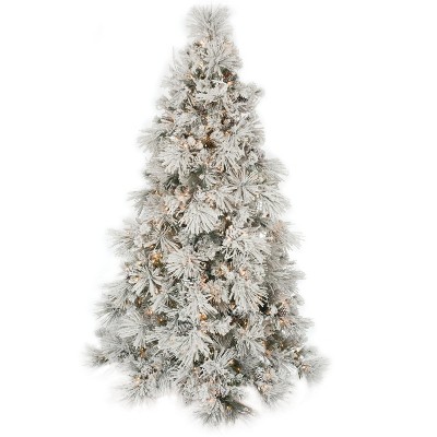 Sullivans Artificial 7'6"H Flocked and Lighted Pine Tree 90"H Green