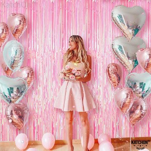 KatchOn, XtraLarge Iridescent Pink Backdrop Curtain - 3.2x8 Feet | Pink Party Day Decorations - 1 of 4