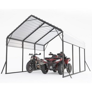 13'x16'x11' Metal Carport, Steel Heavy Duty Carport for All-Weather, Permanent Shelter for Boats, Pickup Trucks, and Tractors, N.W. 500 Lbs - 1 of 4