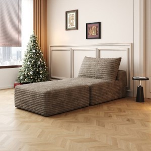 66.9"Sofa Bed, Convertible Sleeper Chair with Pillow,Back Support (Plush Corduroy Fabric) - 1 of 4