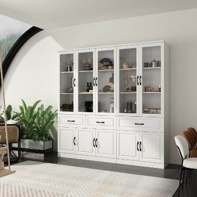 FUFU&GAGA Large Combo Storage Cabinet Glass Door Display Cabinet Combined Cabinet Organiser