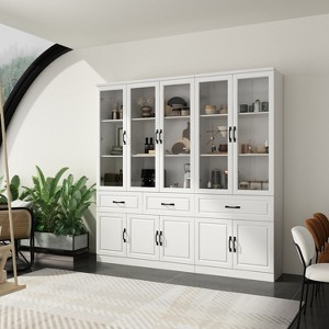 FUFU&GAGA Large Combo Storage Cabinet Glass Door Display Cabinet Combined Cabinet Organiser - 1 of 4