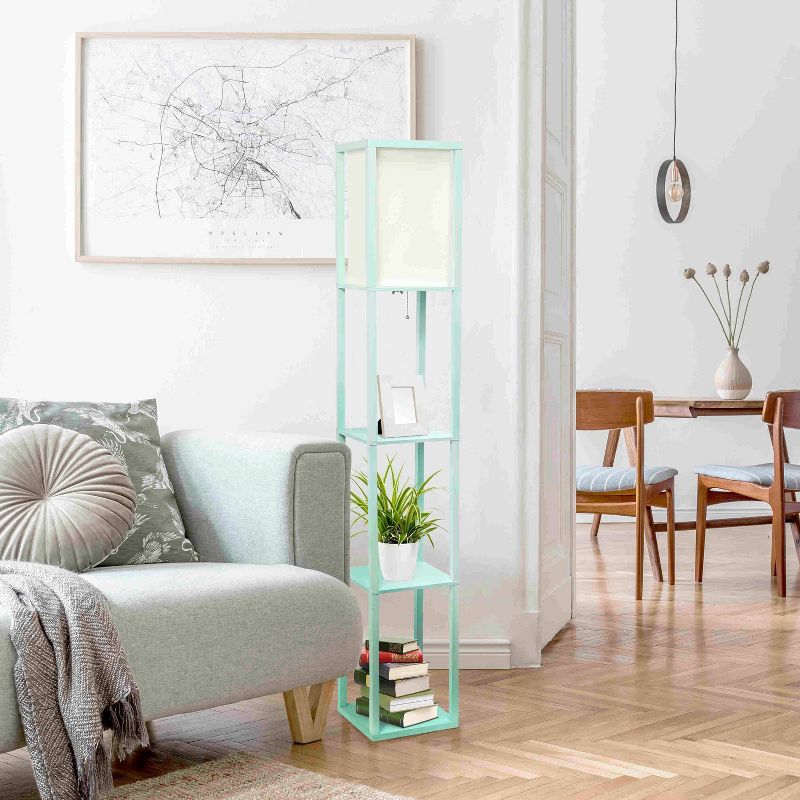 Column Shelf Floor Lamp with Linen Shade - Lalia Home, 5 of 14