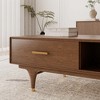POVISON Mid Century Modern Coffee Table, Minimalist Coffee Table with 2 Drawers and 2 open shelf, walnut color, Fully Assembly, 47.22" - 4 of 4
