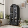 Famapy Arched Glass-Door Display Storage Cabinet Bookshelf – Magnetic Closure + Open Shelves + Drawer - 4 of 4