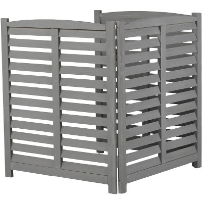 Cesicia 32" W x 38" H 3-Panel Outdoor Air Conditioner Fence, 3-Section Outdoor Wooden Screen, Outside Wood Privacy Fence, Gray