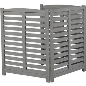 Cesicia 32" W x 38" H 3-Panel Outdoor Air Conditioner Fence, 3-Section Outdoor Wooden Screen, Outside Wood Privacy Fence, Gray - 1 of 4
