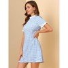 Allegra K Women's Summer Ruffle Neck Lace Panel Short Sleeve Check Gingham Dress - 4 of 4