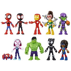 Marvel Spidey and His Amazing Friends 10-Pack Action Figures, 4” Collectible Toys for Kids, Heroes & Villains, Perfect Holiday Gift, Ages 3+ - 1 of 4