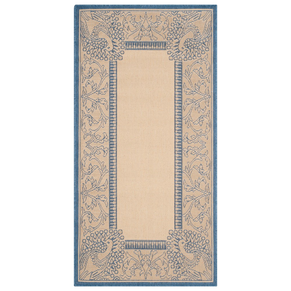 4'X5'7in Rectangle Bradford Outdoor Rug Natural/Blue - Safavieh