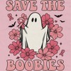 Rerun Island Women Save The Boobies Ghost Short Sleeve Graphic Cotton T-Shirt - 2 of 4