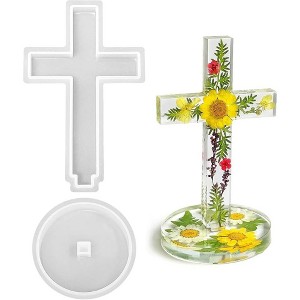 JDICTION 5'' Standing Cross Silicone Mold with Base, Crucifix Mold for Epoxy Resin - 1 of 4