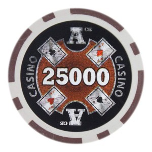 Slickblue 14-Gram Clay Composite Poker Chips 25-Pack, Laser Inlay, Casino Game Chips, Multicolor, $1-$25K - 1 of 3