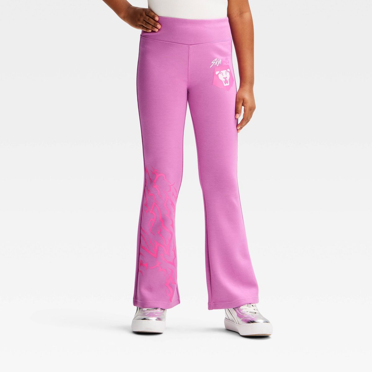 Girls' KPop Demon Hunters 'Saja Boys' Scuba Flare Pull-On Pants - Lavender