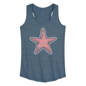 Women's - Instant Message - Nautical Striped Starfish Graphic Racerback Tank - 1 of 4