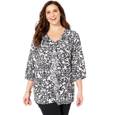 Catherines Women's Plus Size Modern Romance Ruffle Blouse