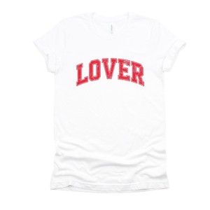 Lover Varsity Arched Distressed - Women's Short Sleeve Graphic T-Shirt - 1 of 4